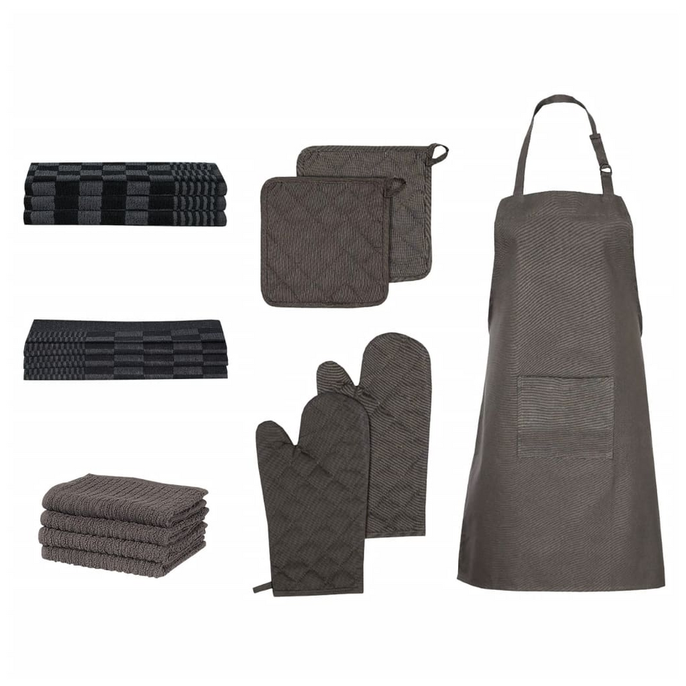 kitchen-oven-gloves-apron-towels-set-black-cotton-1